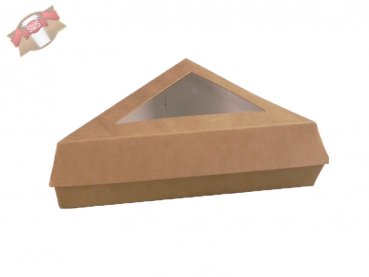 200 Stk. Pappboxen Kuchenboxen mit Sichtfenster dreieckig 170x170x130 mm braun