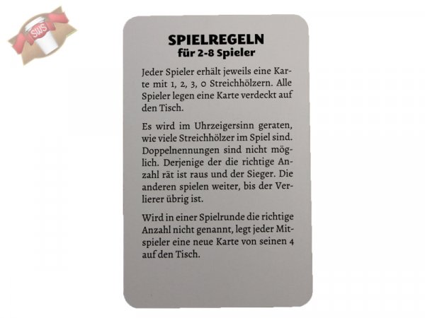 1 Set Kartenspiel "Streichhölzer raten" Hamburger Kultspiel