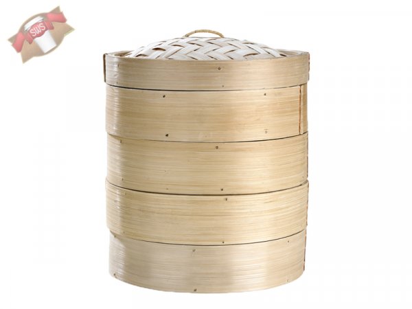 10 Stk. Bio-Bambus Deckel für riesen Dosen "DIM SUM" Ø 300 x H 30 mm