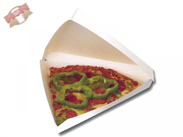400 Stk. Pizza-Slice Karton für Pizzastück Deckel angehängt weiß 6x17x28 cm
